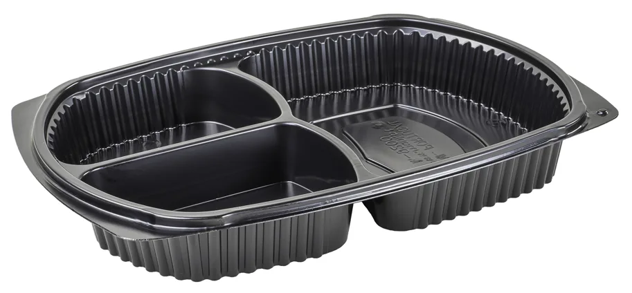 Barquette take-away, noir, 1000g, trois compartiments