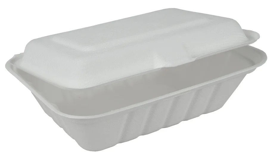 Boîte à menu en bagasse, blanc, un compartiment, 530ml
