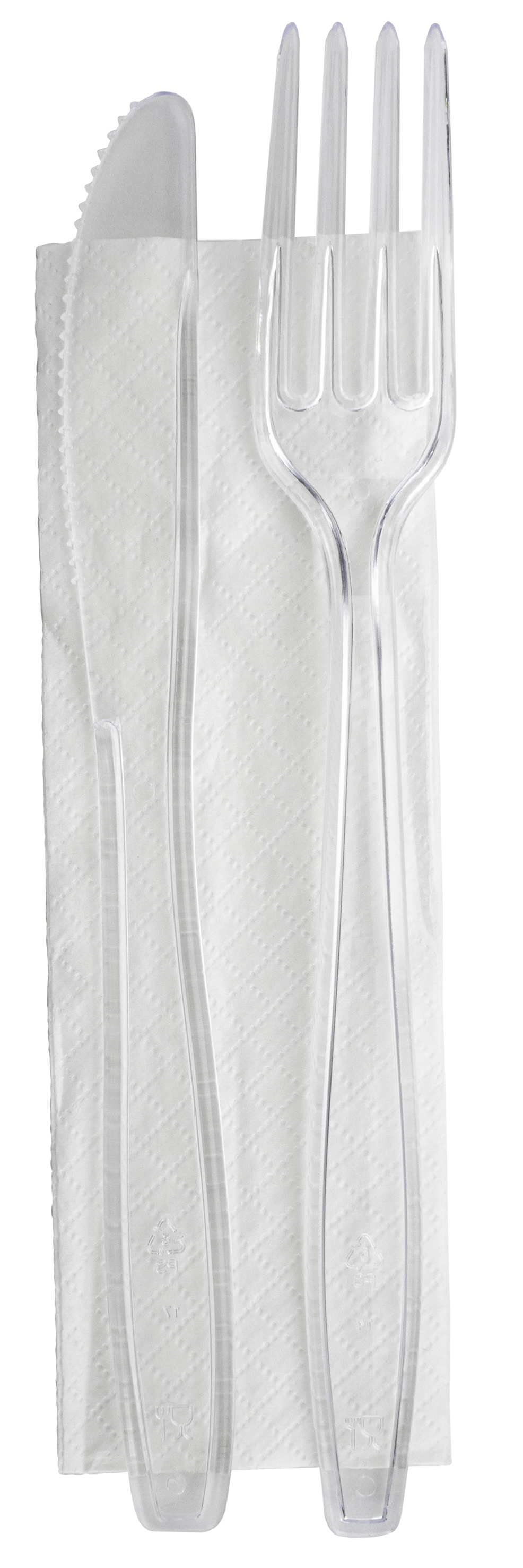 PS Einwegbesteck Serviette Weiß Gabel Messer 16 cm lang 250x Besteckset 