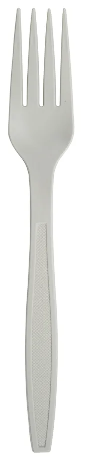 Fourchette jetable en PLA, blanc, 17.8cm