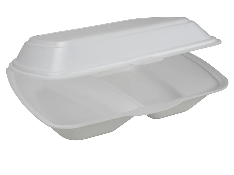 Boîte à menu en XPS avec couvercle, blanc, deux compartiments