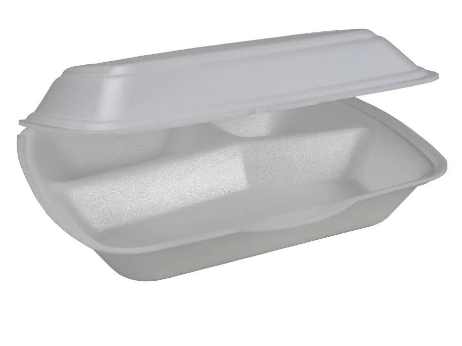 Boîte à menu en XPS avec couvercle, blanc, trois compartiments