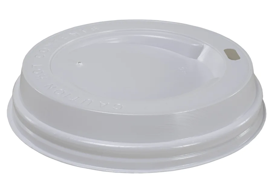 Kartonbecher Deckel aus PS, weiss, Ø 90 mm, mit Trinkloch