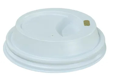 Couvercle en PS pour gobelets en carton, blanc, Ø73mm, avec trou