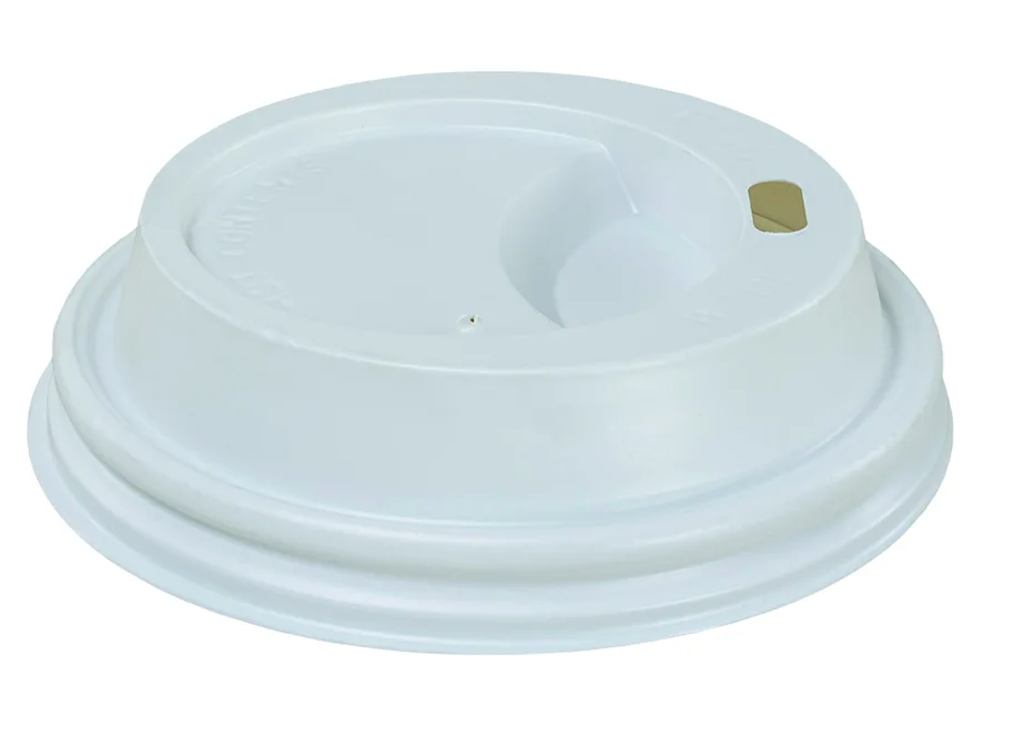 Couvercle en PS pour gobelets en carton, blanc, Ø73mm, avec trou