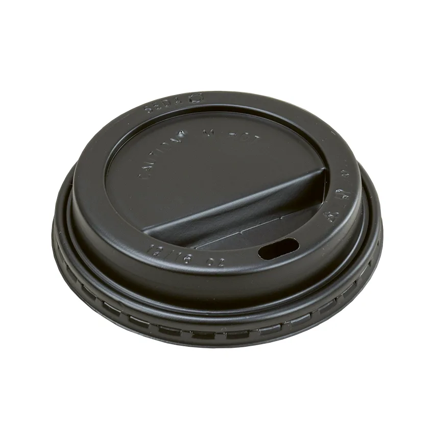 Kartonbecher Deckel aus PS, schwarz, Ø 62 mm, mit Trinkloch