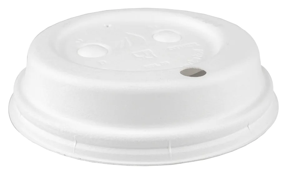 Couvercle pour coffee-to-go en bagasse, blanc, Ø90mm
