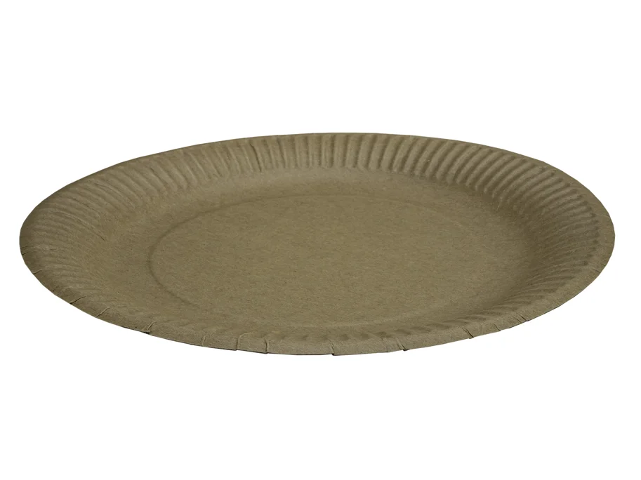 Assiette en carton, brun, ø23cm