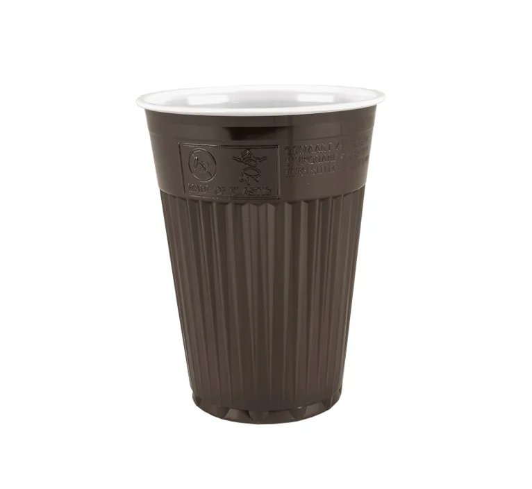 Automatenbecher aus PS, braun-weiss, 1.8 dl