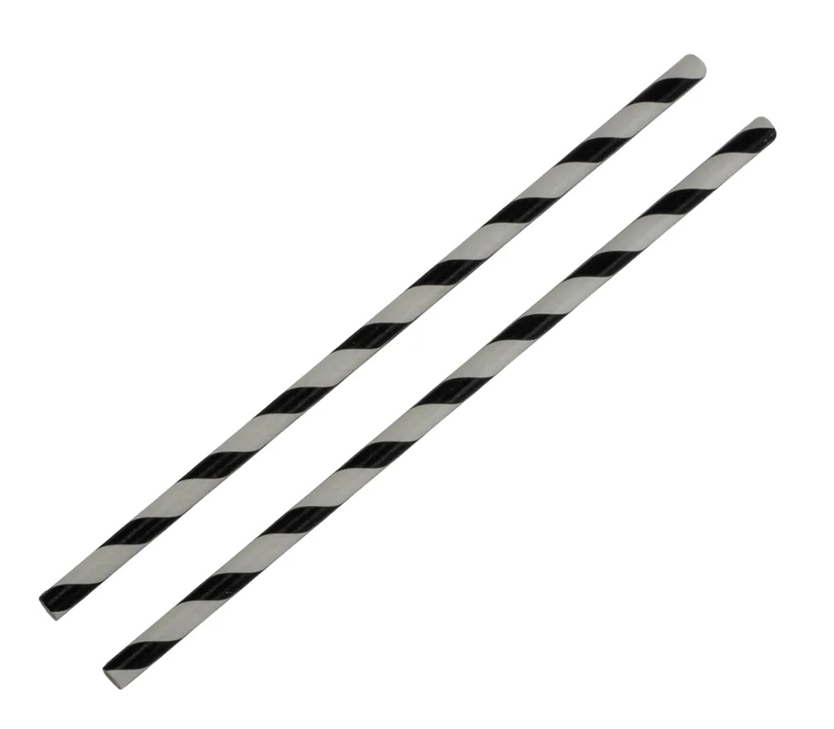 Bio Trinkhalme aus Papier, schwarz-weiss, Ø 6mm, 197 mm lang