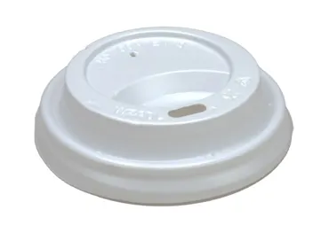 Couvercle en PS pour gobelet en carton, blanc, Ø70mm, avec trou