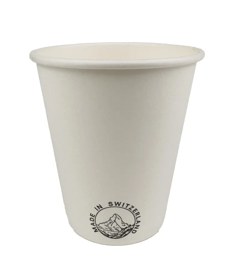 Kaffeebecher aus Karton, weiss mit Druck, 2dl