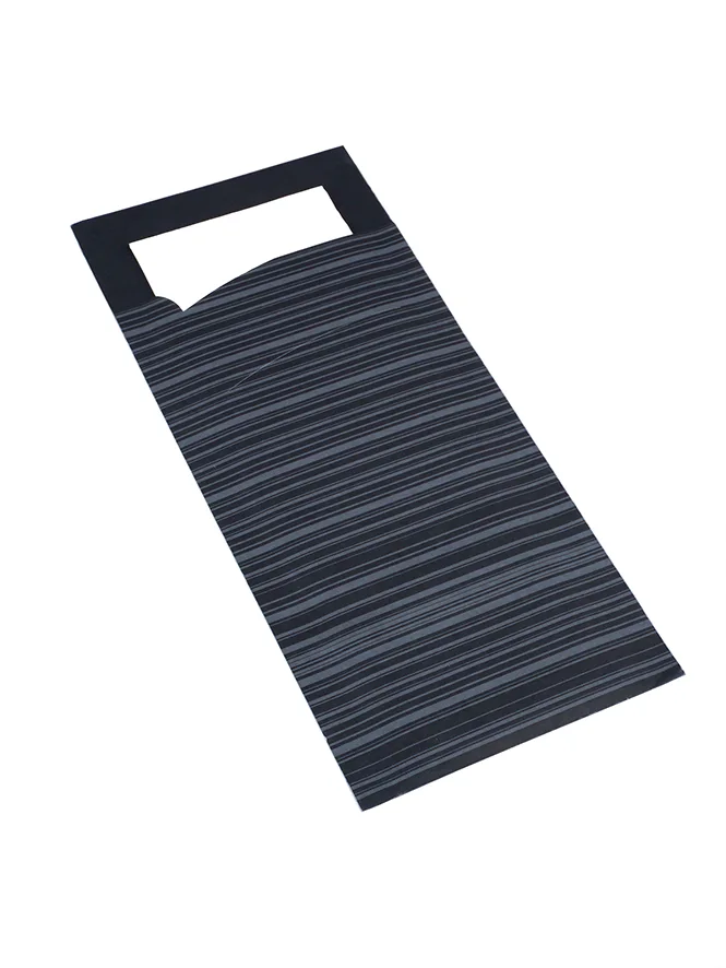 Pochette à couverts, noir, avec serviette