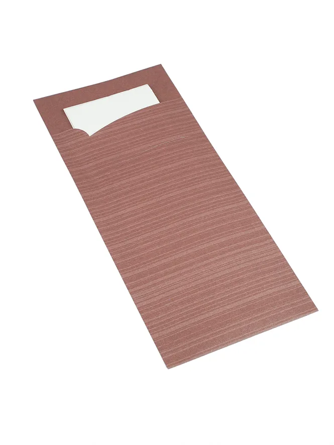 Pochette à couverts, brun, avec serviette