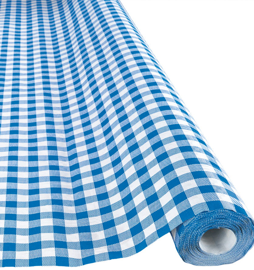 Tischtuchrolle aus Papier, blau-weiss, kariert, 100 cm x 10 m