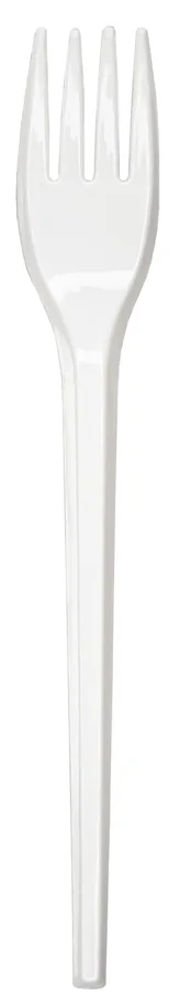Fourchette jetable en PS, blanc, 17cm