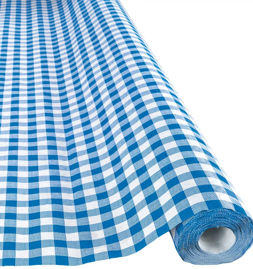 Rouleau de nappe en papier, bleu-blanc, quadrillé, 100cmx50m