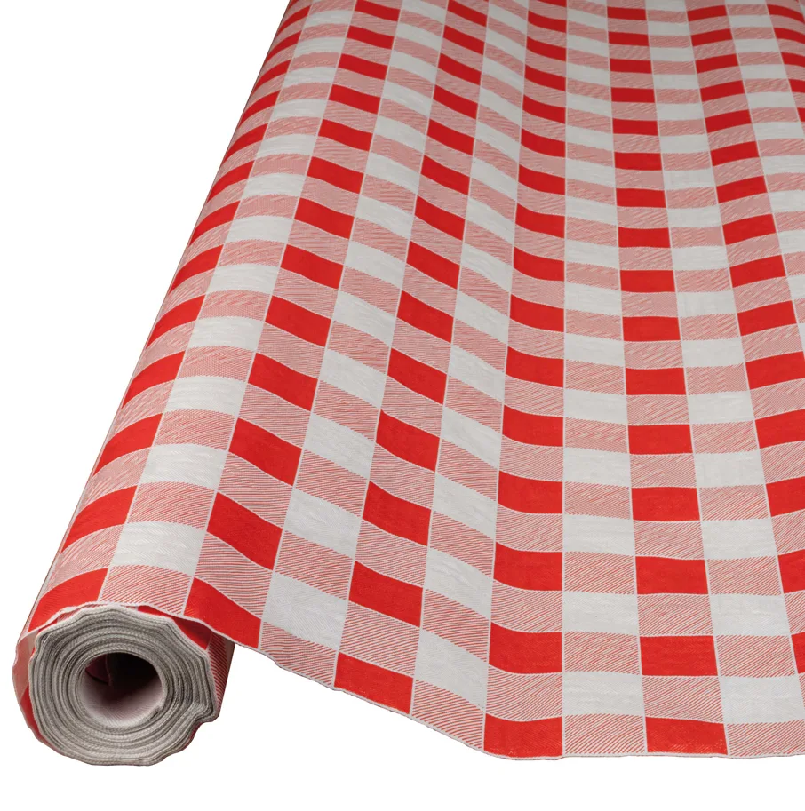 Rouleau de nappe en papier, rouge-blanc, quadrillé, 100cmx10m