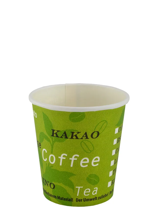 Gobelet à café jetable en carton, revêtement PLA, vert, 1dl